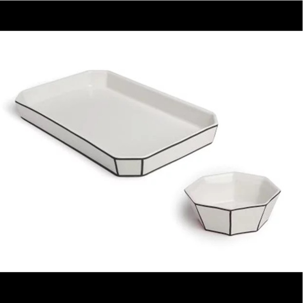 New in Box 2 pc Odeme Catchall Tray & Ring Set Porcelain